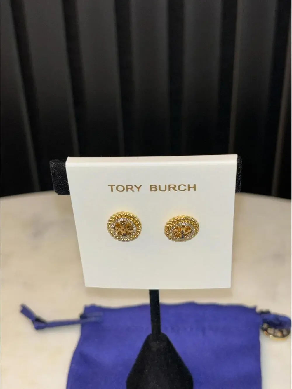 Tory Burch Gold-Tone Logo Stud Earrings